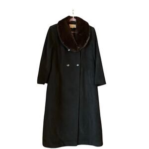 Sachi Collection Vintage angora lambs wool long winter coat mink Fur collar 14